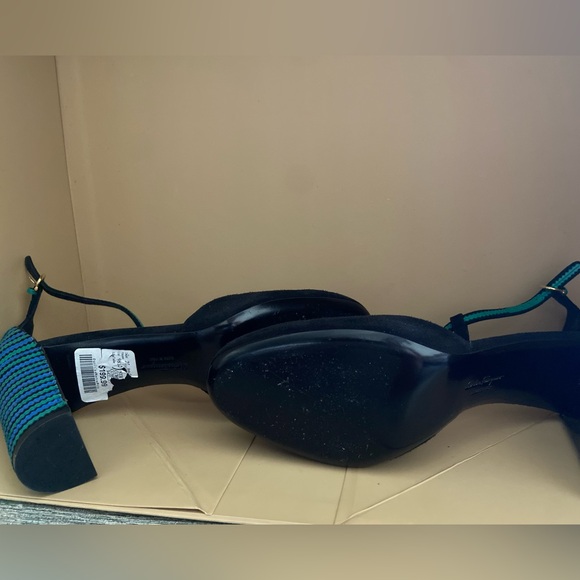 Beautiful color block Salvatore Ferragamo chunky t-strap heel. - Picture 6 of 10